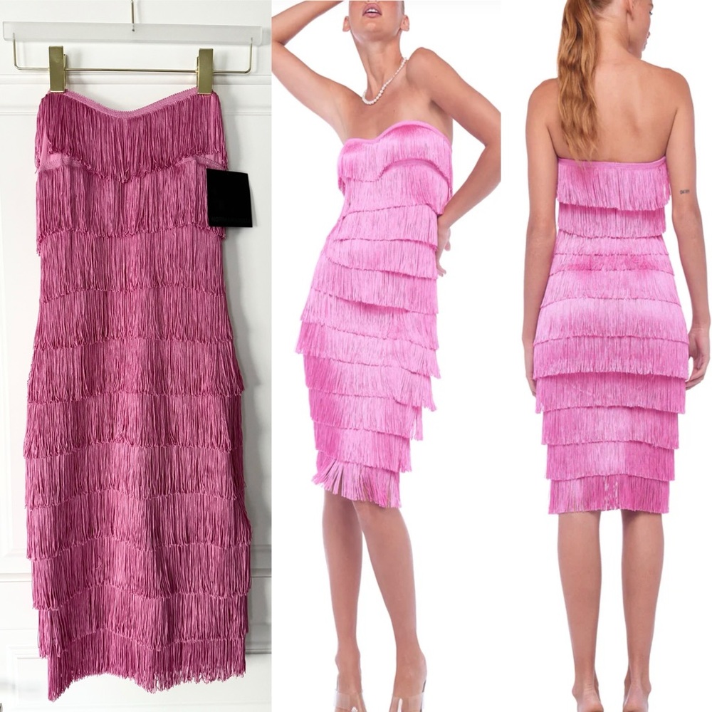 Brand new NORMA KAMALI Sweetheart Fringe Straoless Stretchy Dress